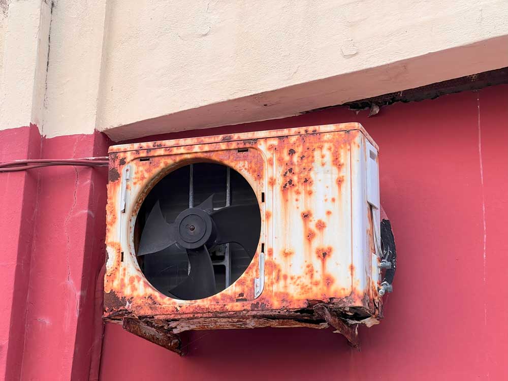 old, dilapidated heating system